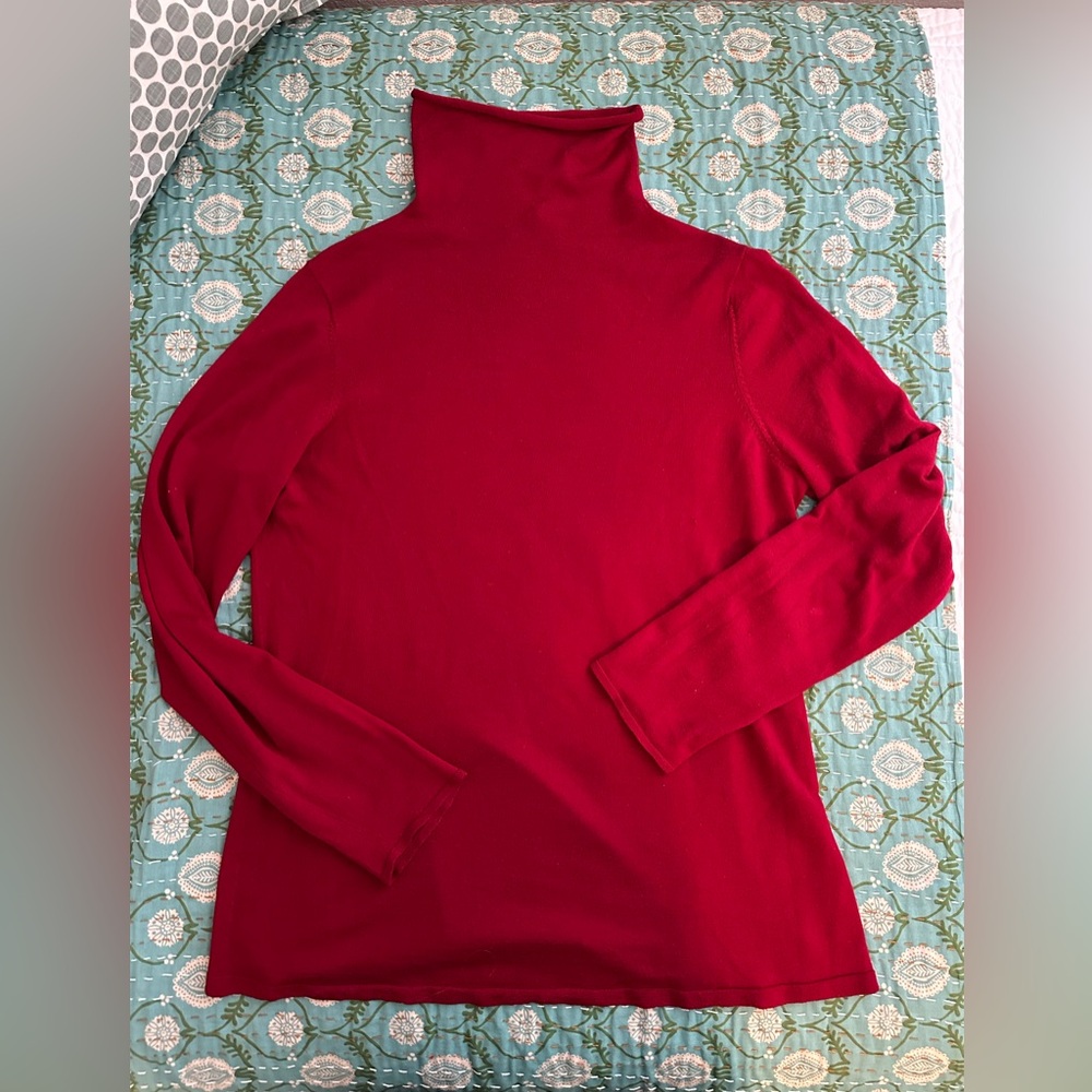 Eileen Fisher Vibrant Red Merino Wool Turtleneck